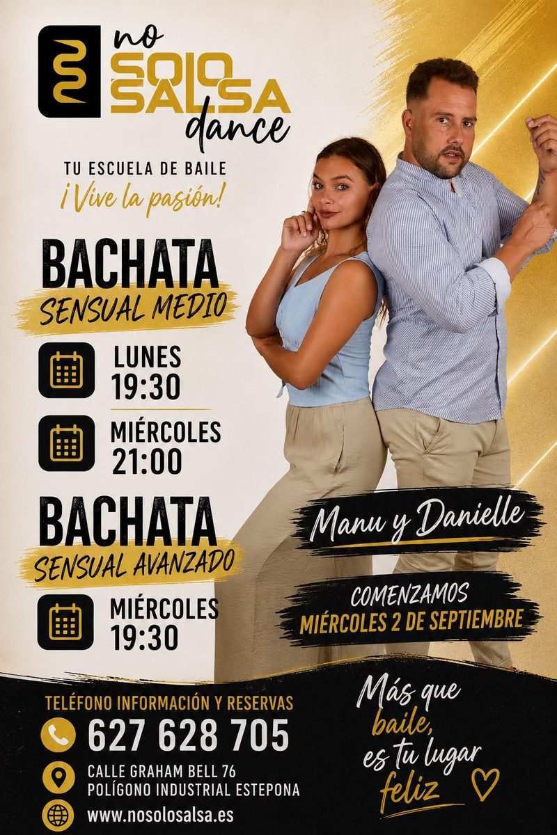 Cartel de Bachata Sensual Medio y Avanzado con Manu y Danielle