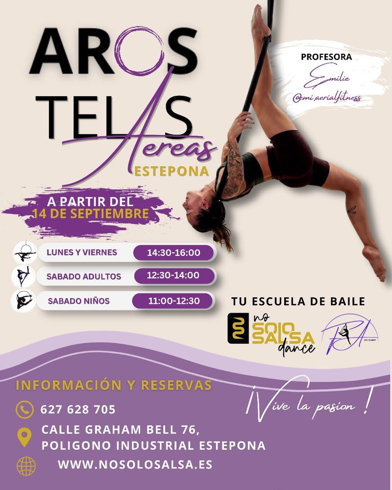 Cartel de las clases de telas aéreas con Emi
