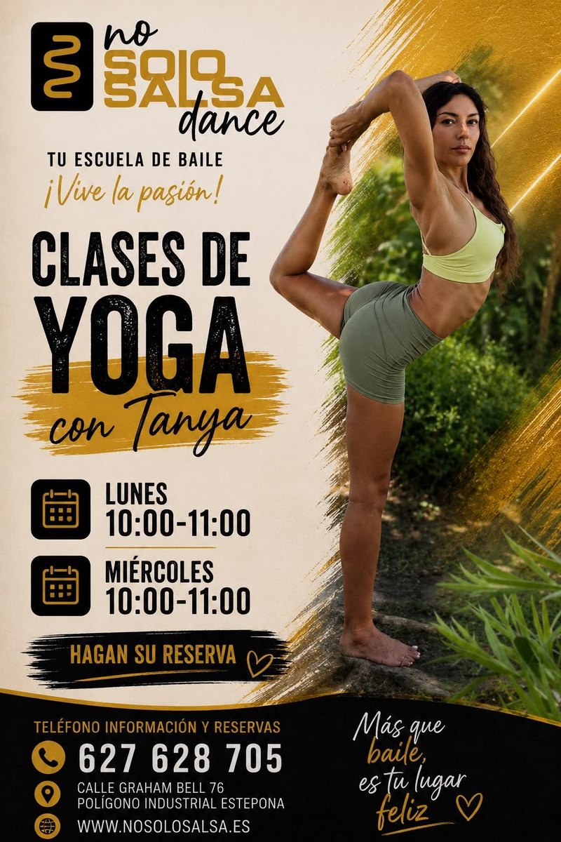 Cartel de las clases de yoga con Tanya