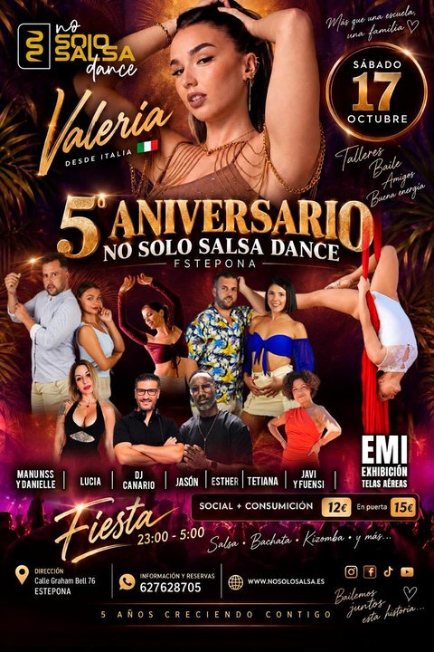Cartel del 5º aniversario de NoSoloSalsa Dance, el sábado 17 de octubre
