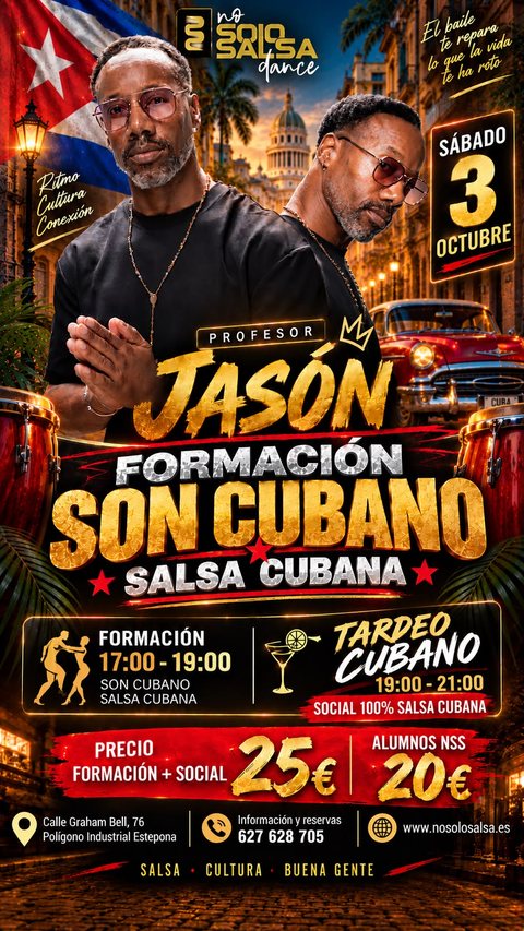 Cartel de la formación de son cubano con Jason y el Tardeo Cubano del sábado 3 de octubre